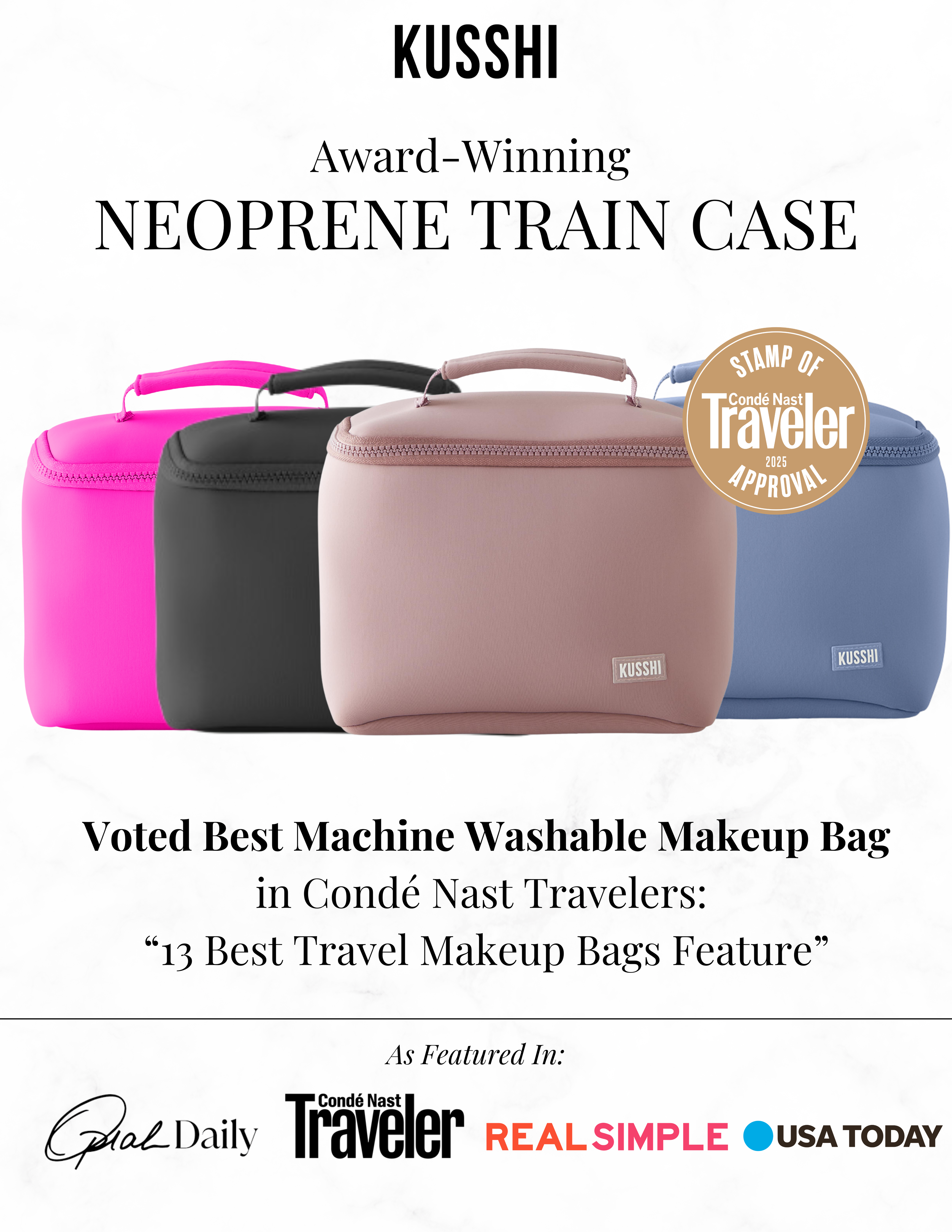 Neoprene Large Train Case - Machine Washable Makeup Bag