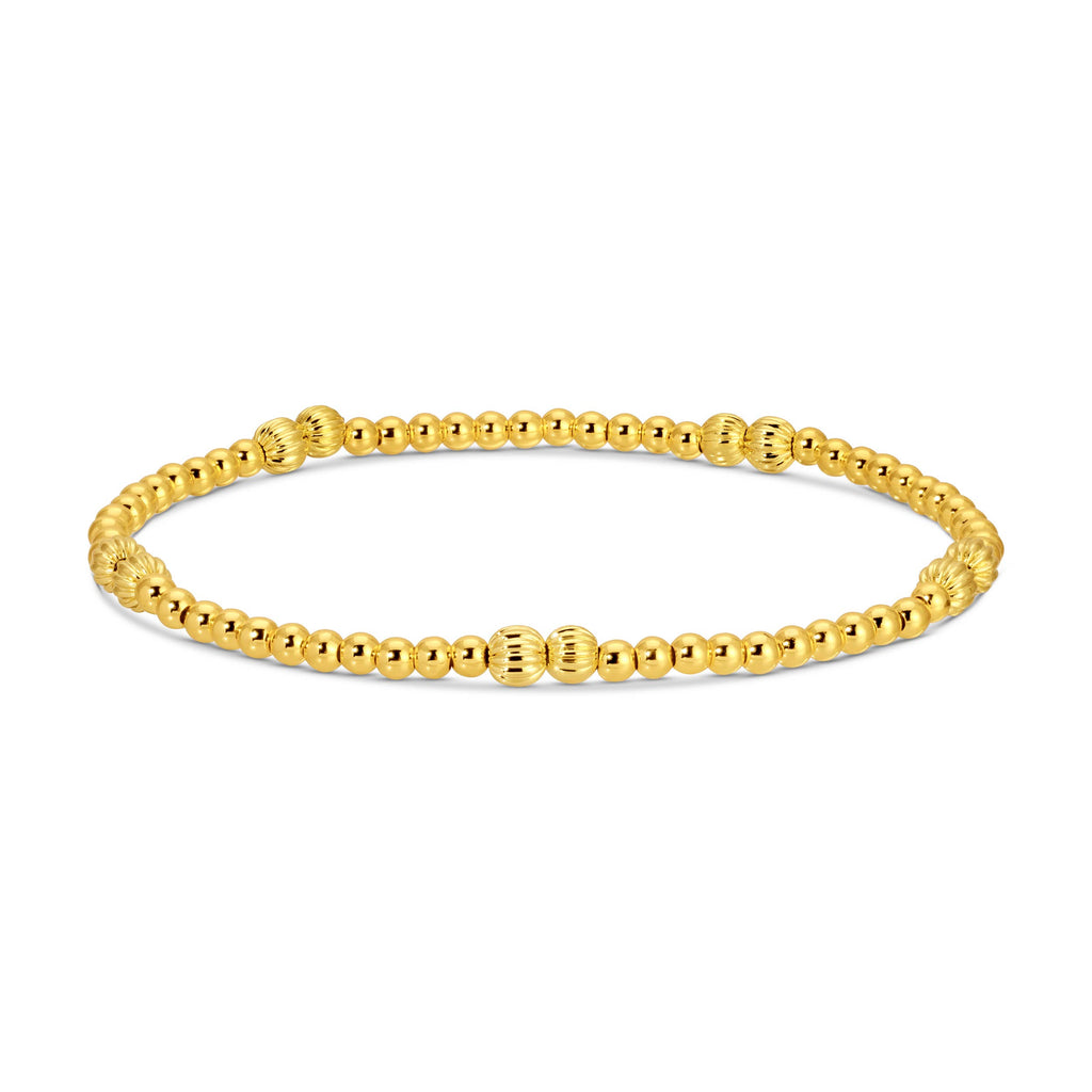 3mm Stretch Bead Bracelets with Textured Larger Bead Accents
