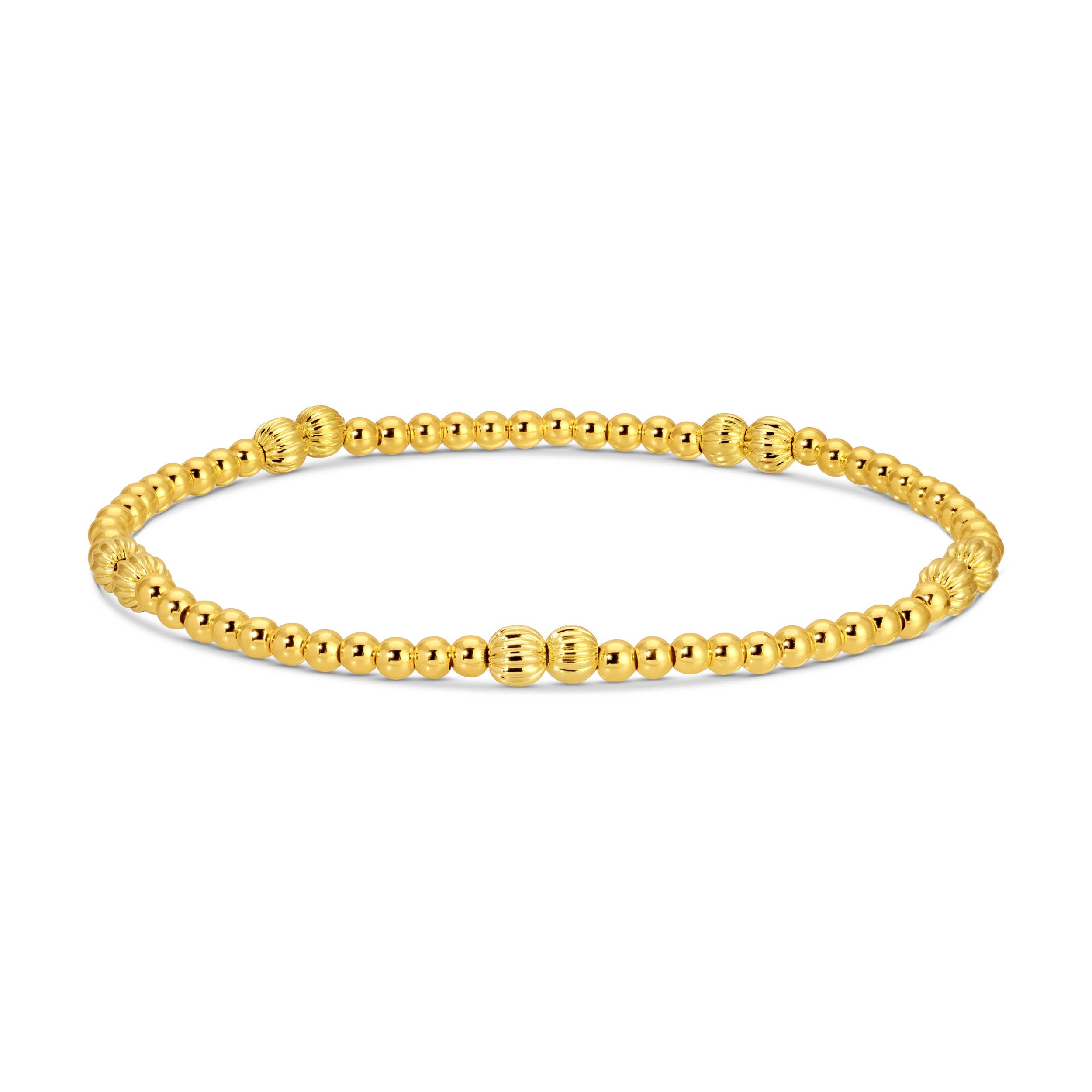 3mm Stretch Bead Bracelets with Textured Larger Bead Accents