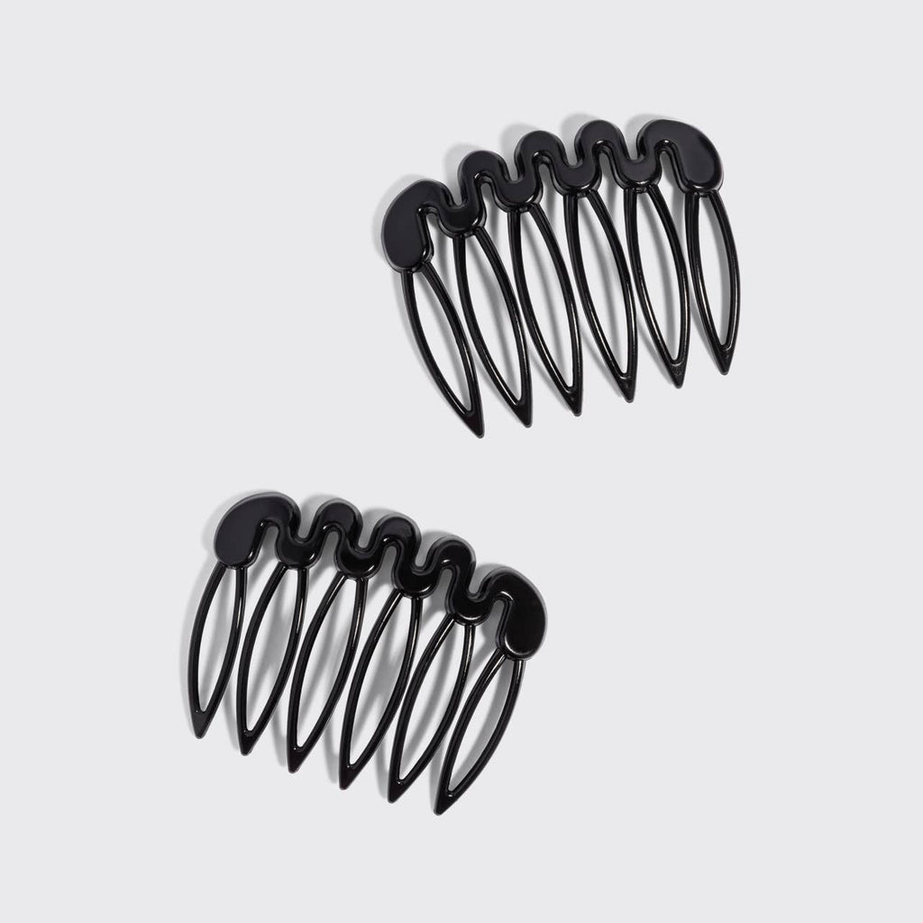 Recycled Plastic French Hair Combs 2pc Set - Black