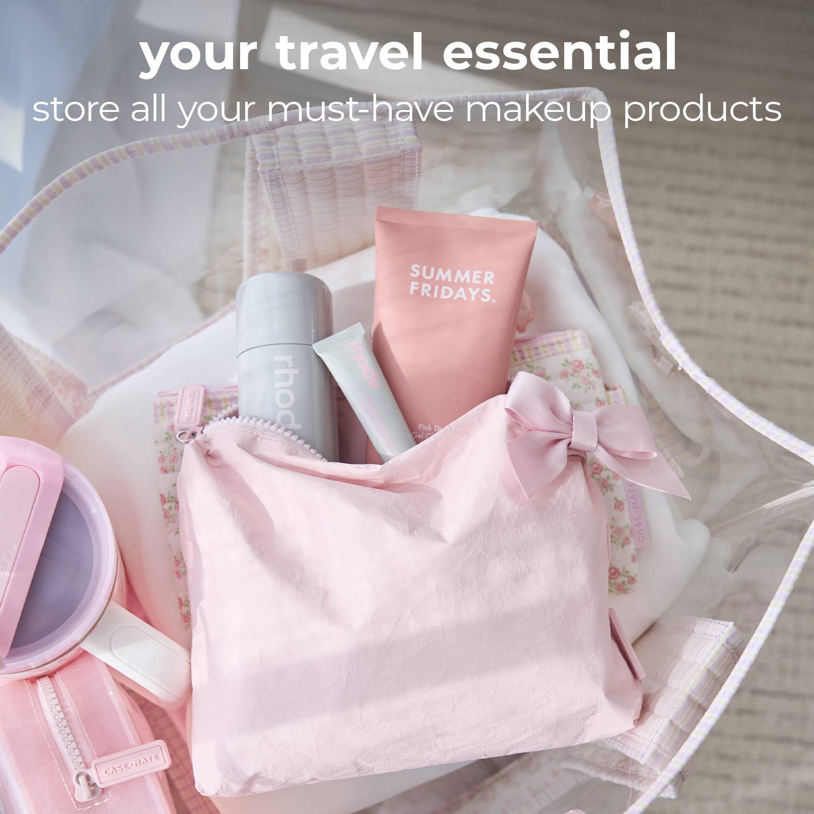 Case-Mate Ballet Pink Bow Crinkle Makeup Bag (*Arriving Soon)