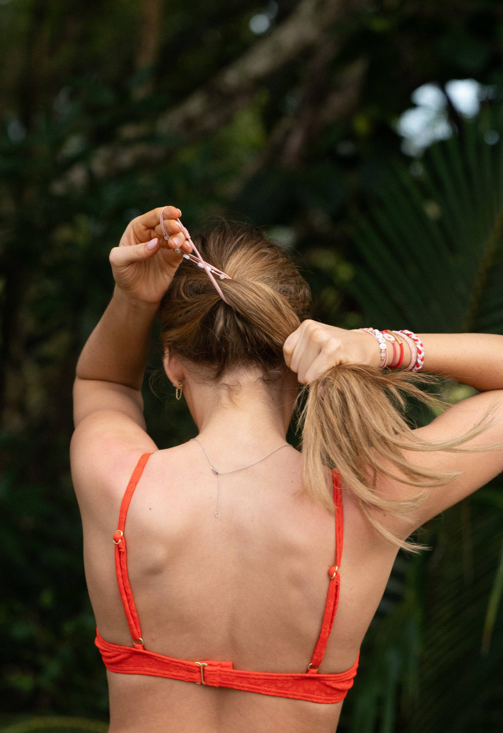 "Love" Pink Hearts Hair Tie Bracelets