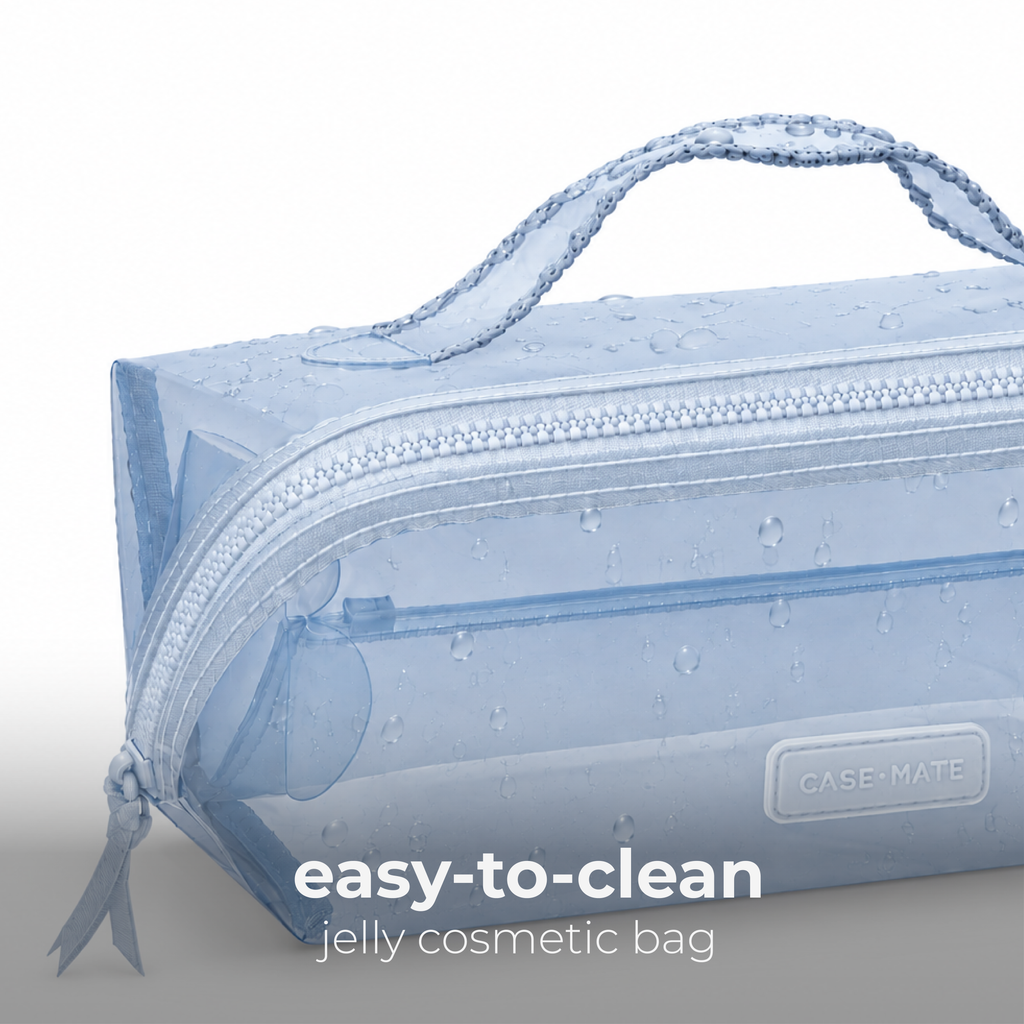 Jelly Cosmetic Bag – Carolina Blue Lay-Flat Makeup Bag