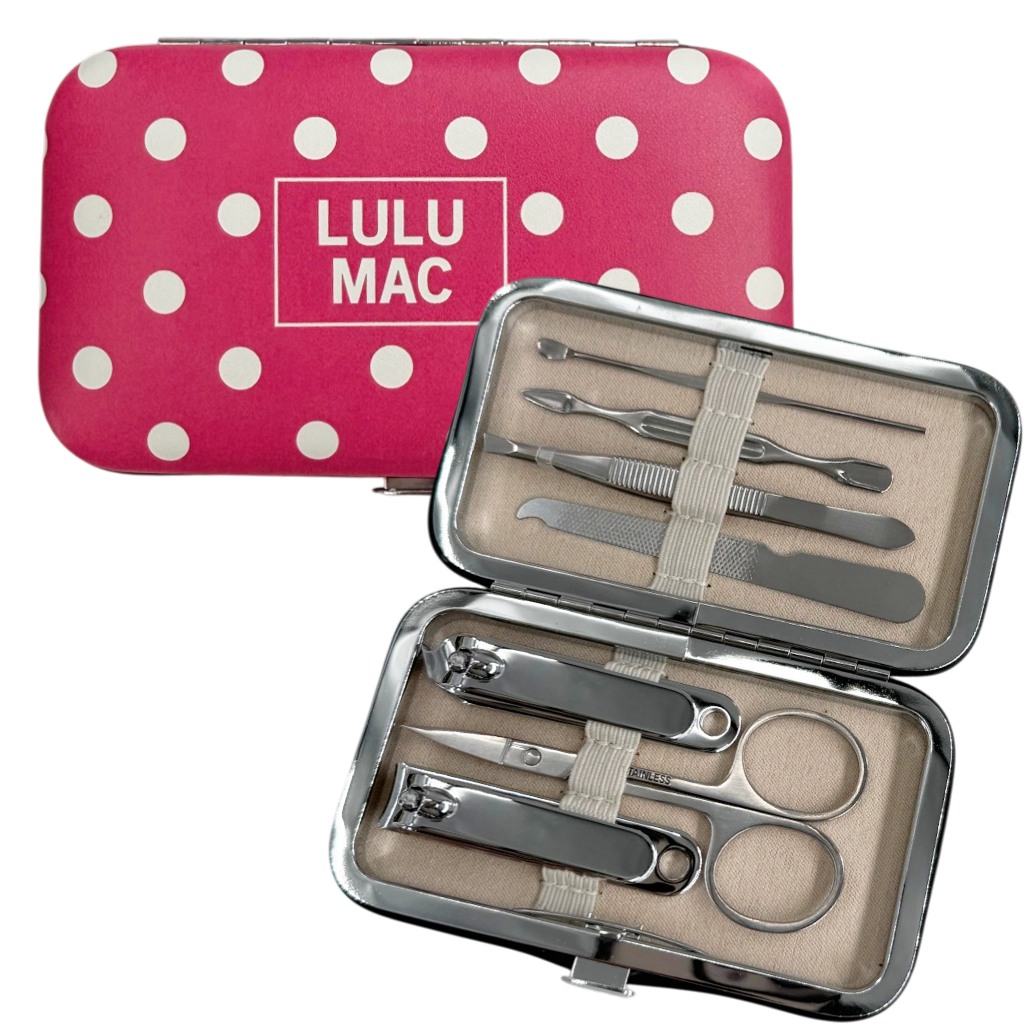 Lulu Mac Pink White Polkadot Manicure Set