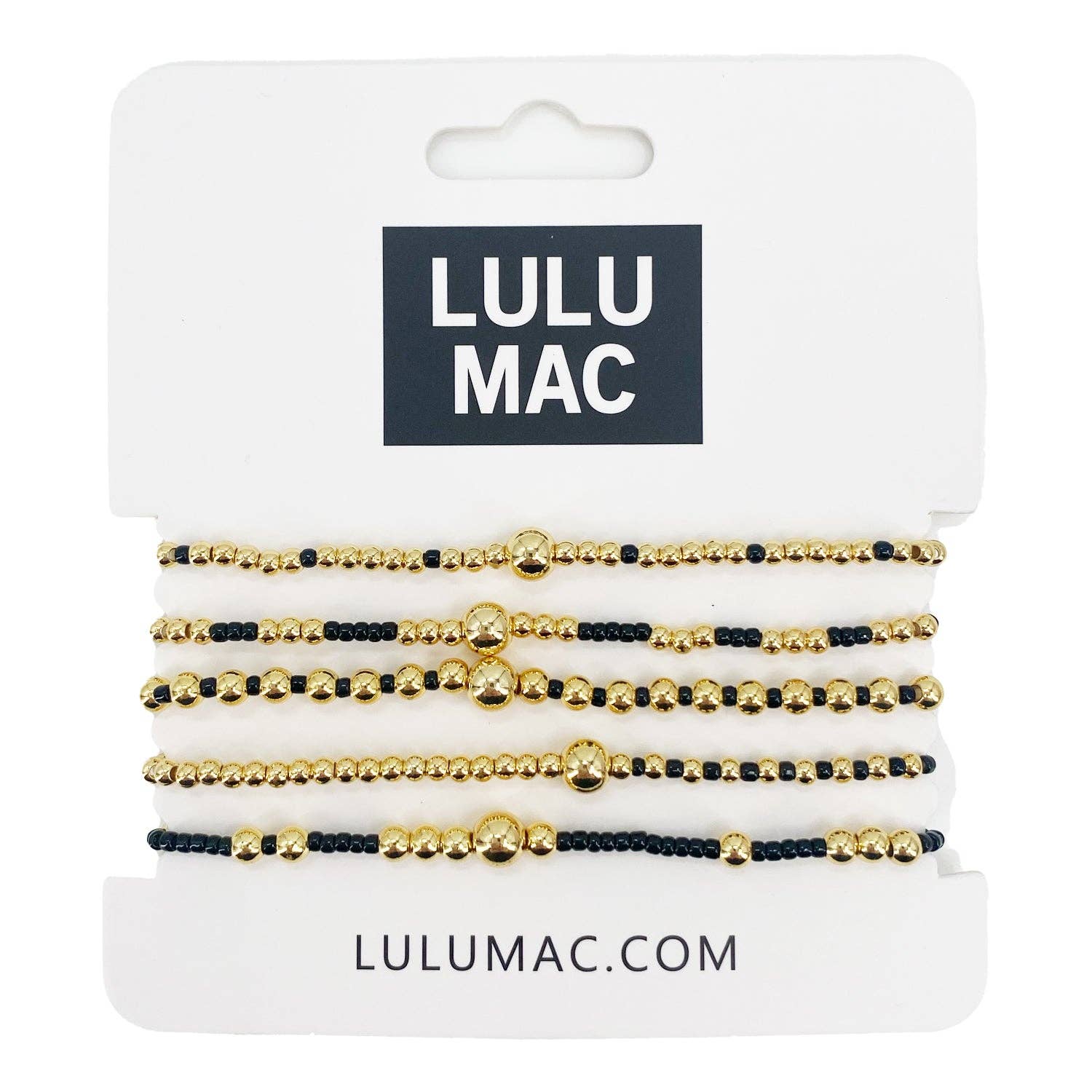 Lulu Mac Black & Gold Stretch Bracelet Set