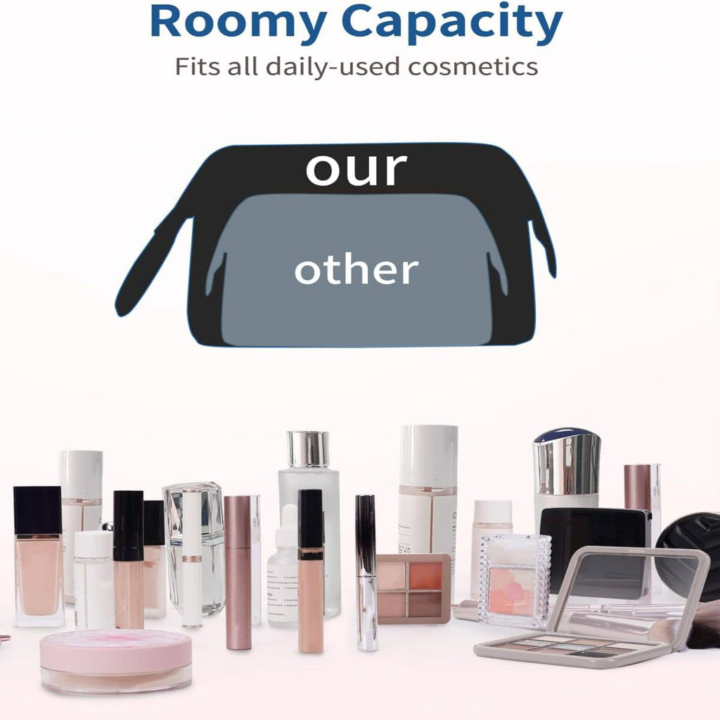 Wide-open Quilted Travel Makeup Organizer Bag with Handle