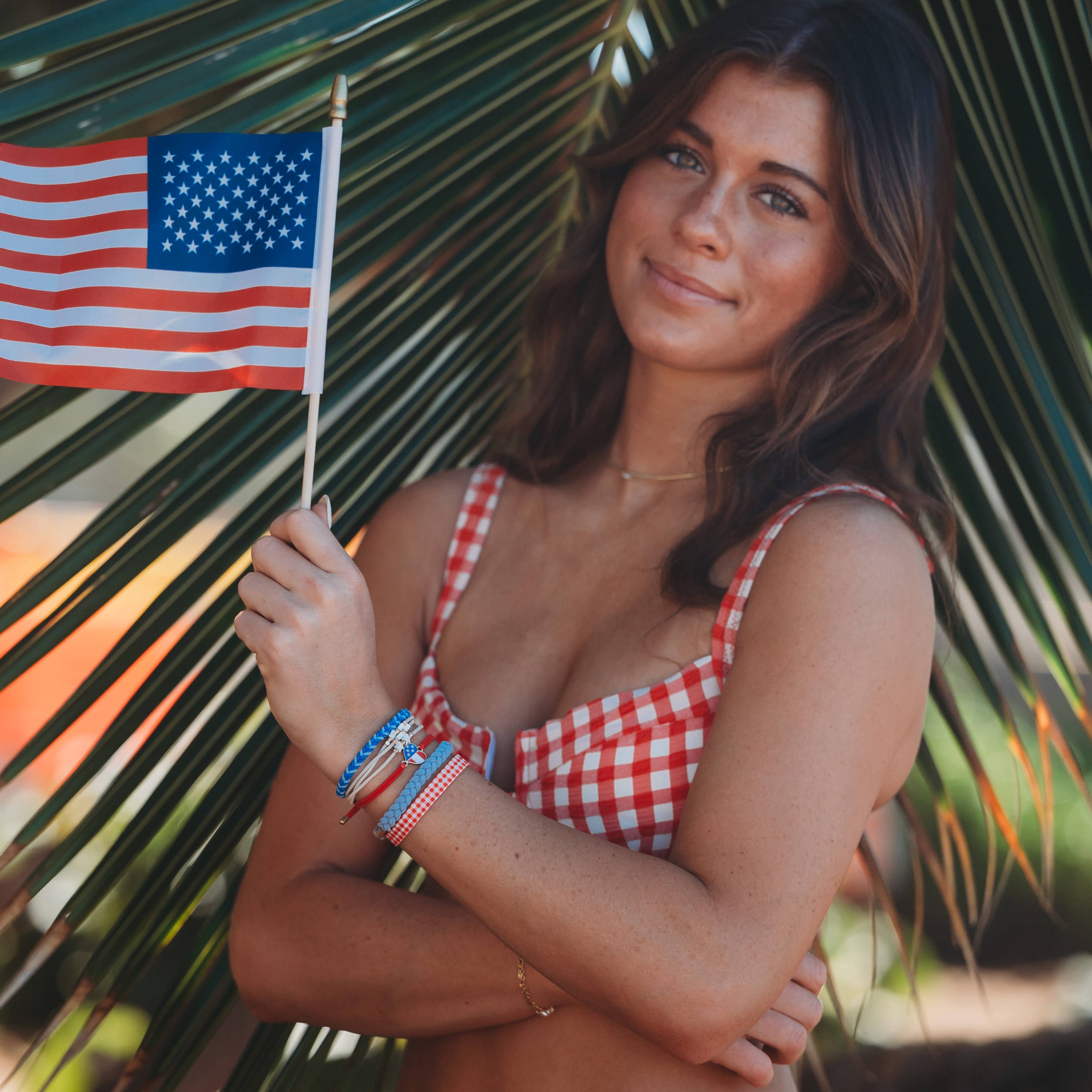 "Free" Patriotic Red, White and Blue Hair Tie Bracelet