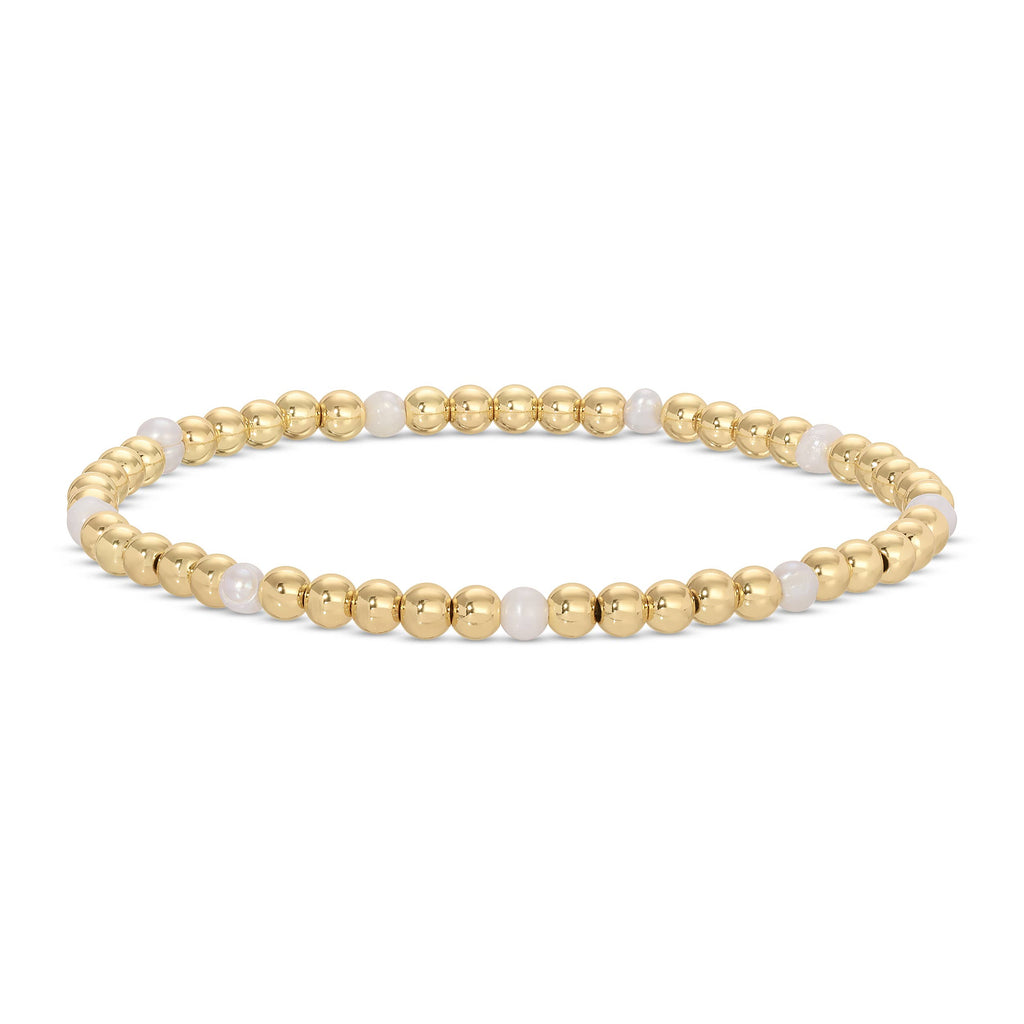 4mm Bead & Pearl Stretch Bracelet