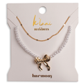 "Harmony" Gold Bow with Pearls Necklace Set