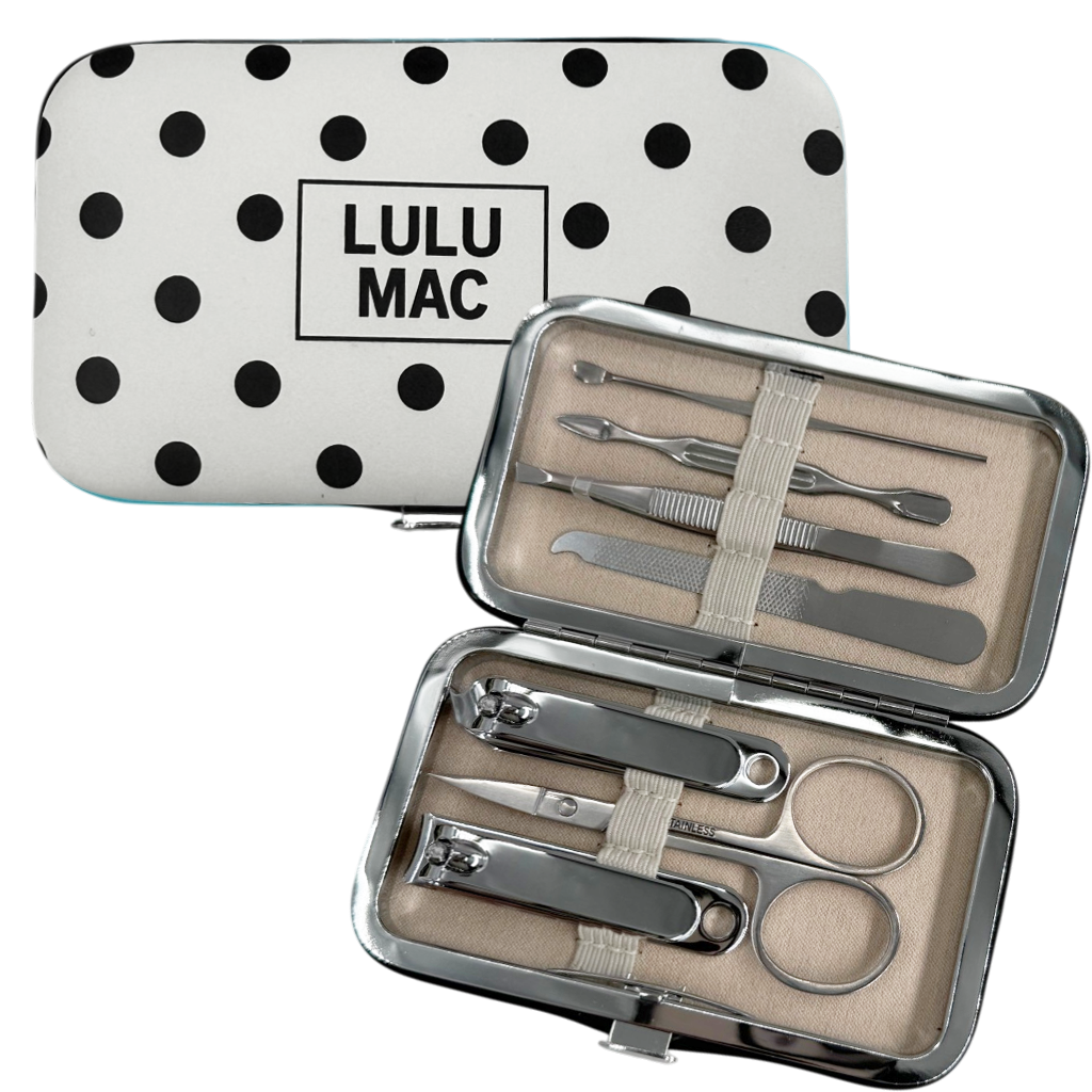 Lulu Mac White & Black Polkadot Manicure Set