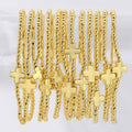 3mm Beaded Stretch Bracelet with Single Gold Cross