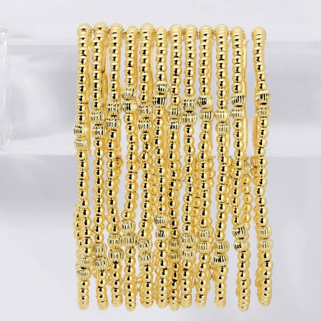 3mm Stretch Bead Bracelets with Textured Larger Bead Accents