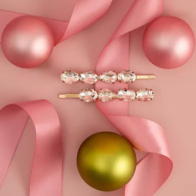 Metal Gemstone Bobby Pins - 2pc.