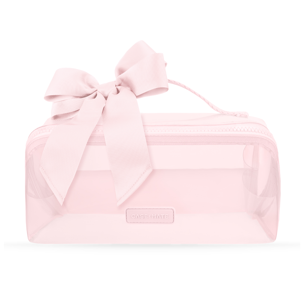 Jelly Cosmetic Bag – Ballet Pink Bow Lay-Flat Makeup Bag