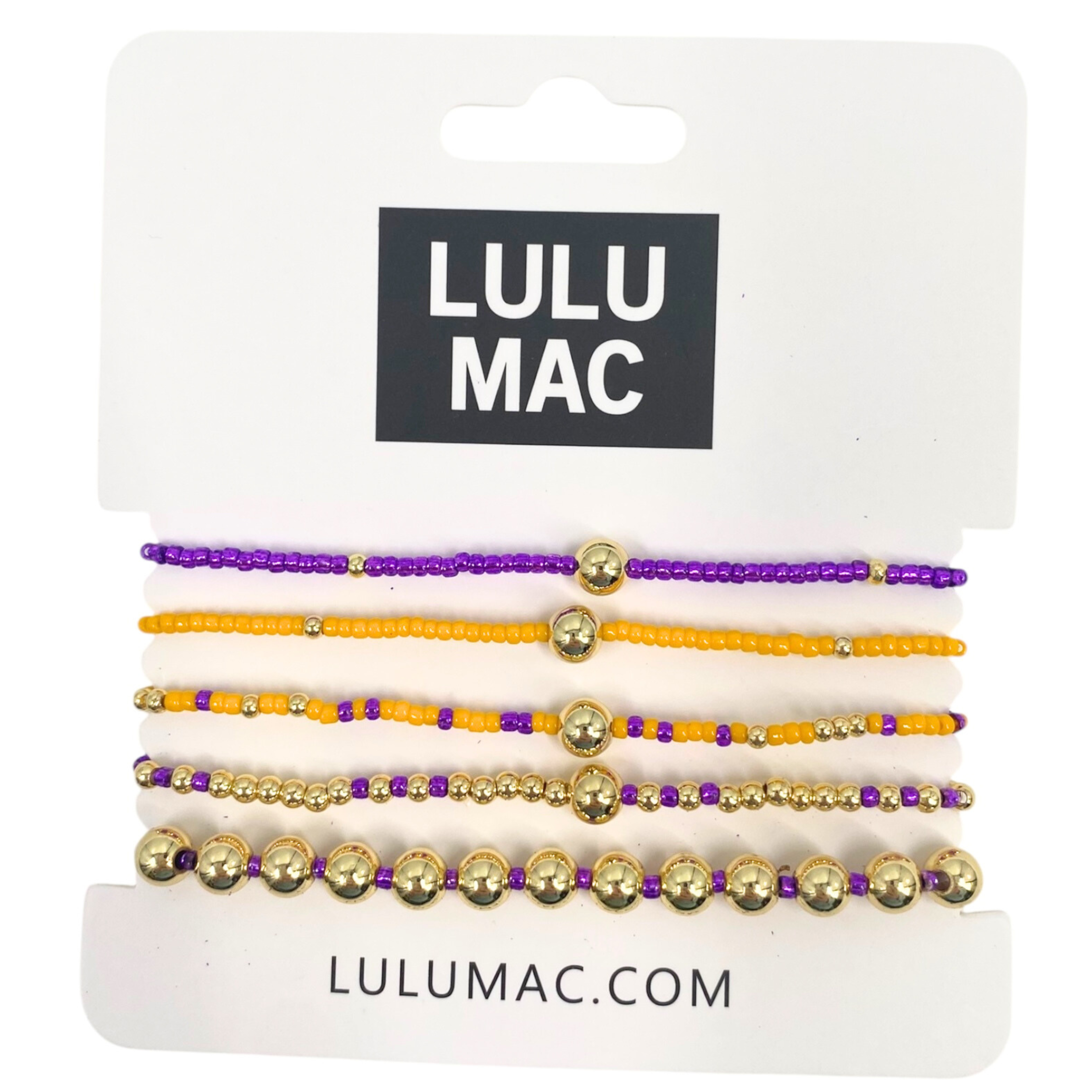 Lulu Mac Purple & Gold Stretch Bracelet Set