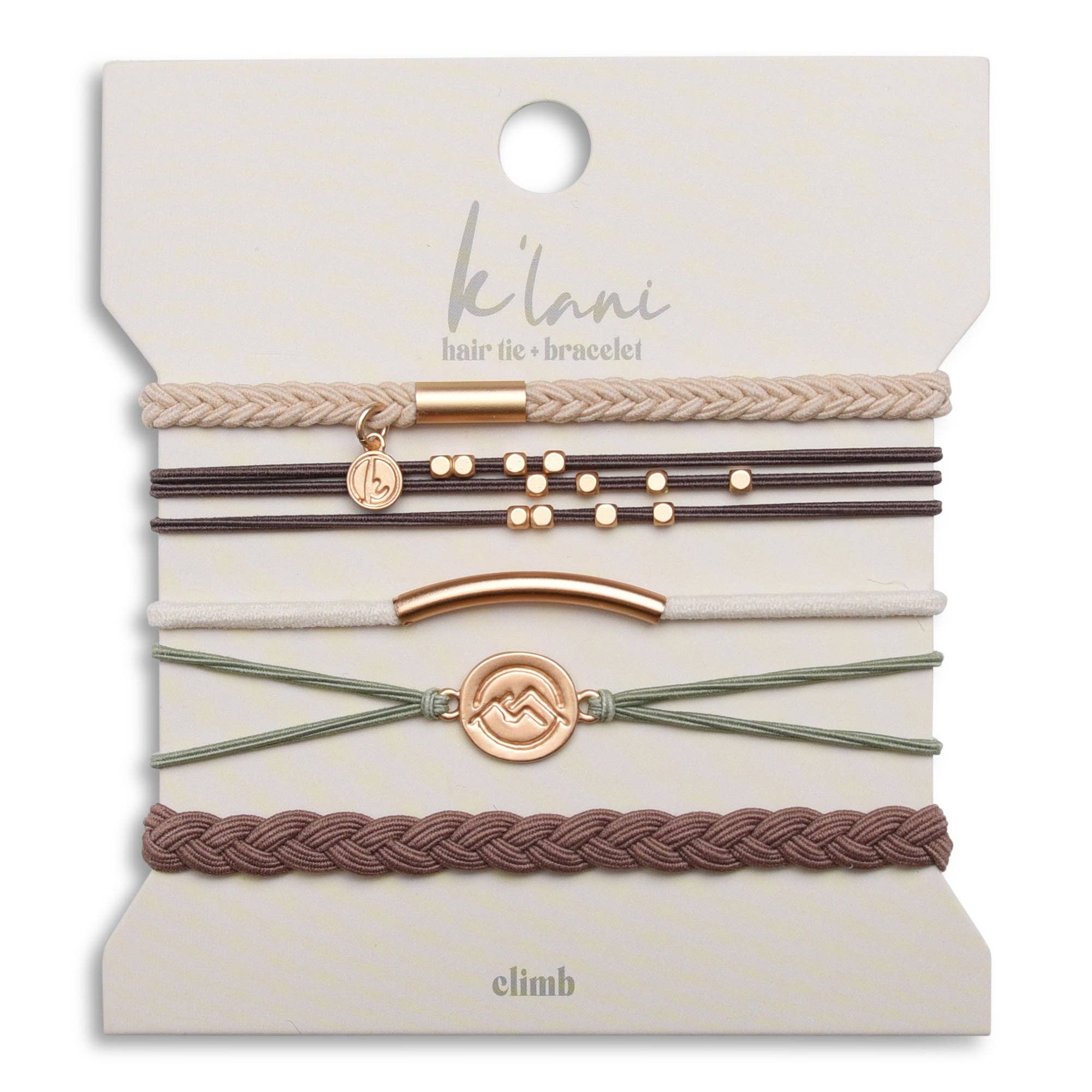 "Climb" Gold Mountain Peak Charm Hair Tie Bracelets