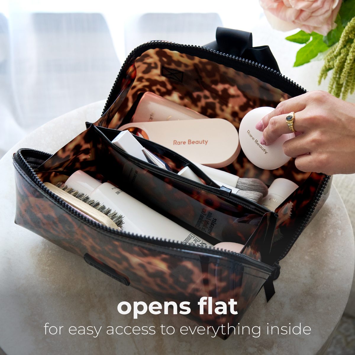 Jelly Cosmetic Bag – Tortoiseshell Lay-Flat Makeup Bag