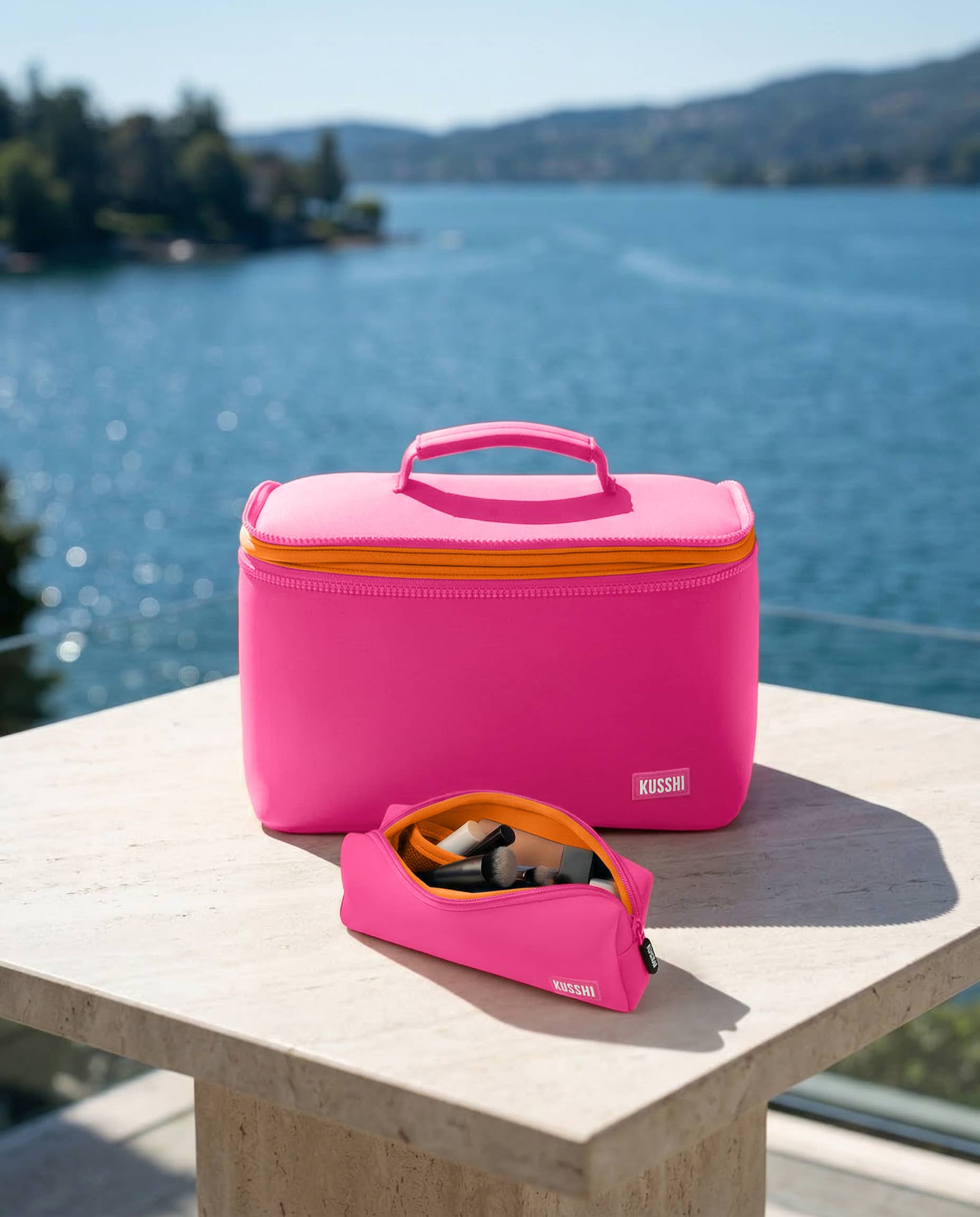 Neoprene Large Train Case - Machine Washable Makeup Bag