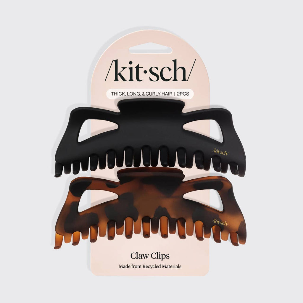 Recycled Plastic Jumbo Classic Claw Clips 2pc - Black & Tort