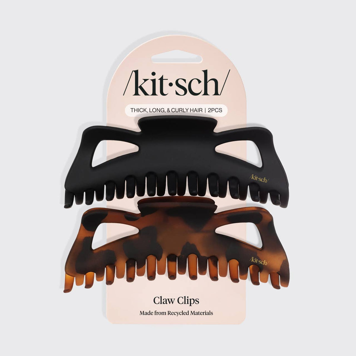 Recycled Plastic Jumbo Classic Claw Clips 2pc - Black & Tort