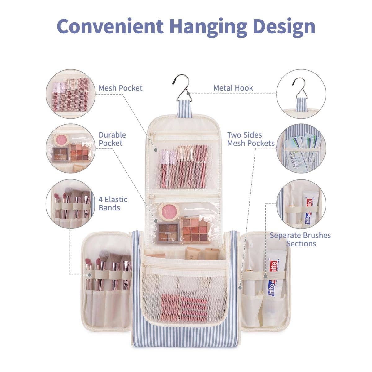 Narwey Checked Hanging Travel Toiletry Bag