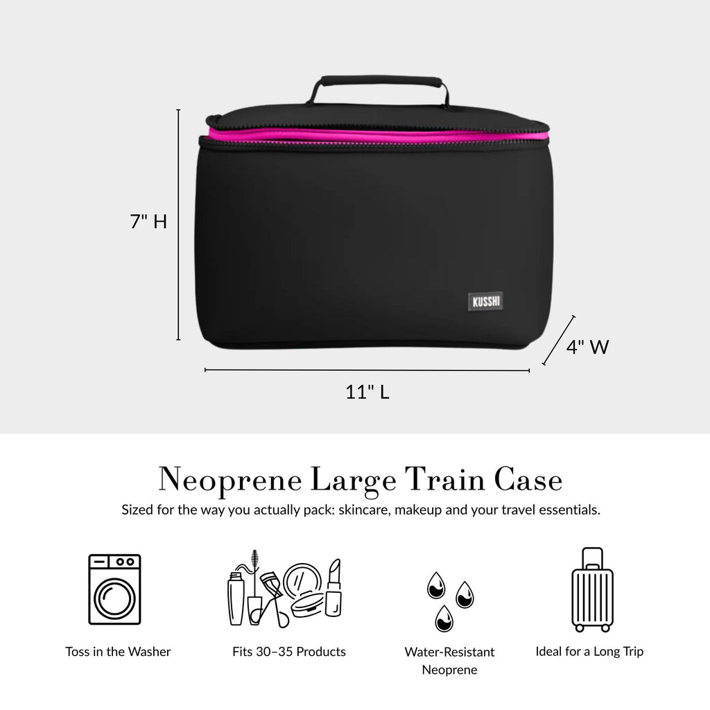 Neoprene Large Train Case - Machine Washable Makeup Bag