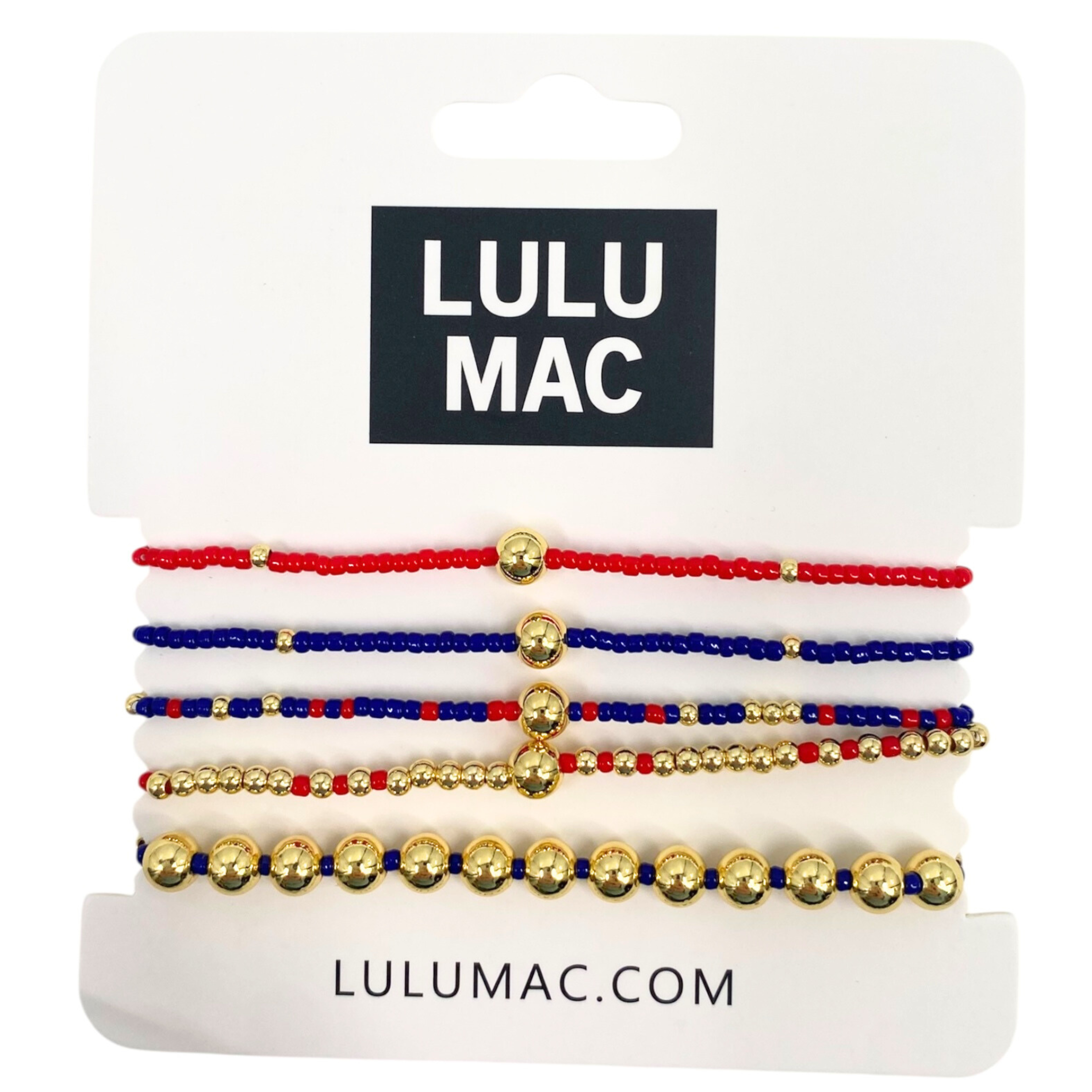 Lulu Mac Red & Blue Stretch Bracelet Set
