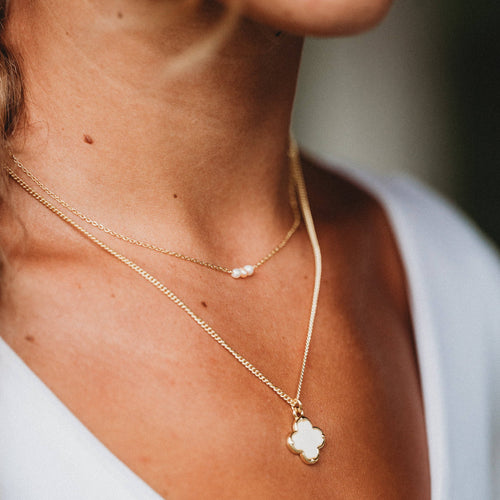 "Glimmer" Gold with Pearl Necklace Set