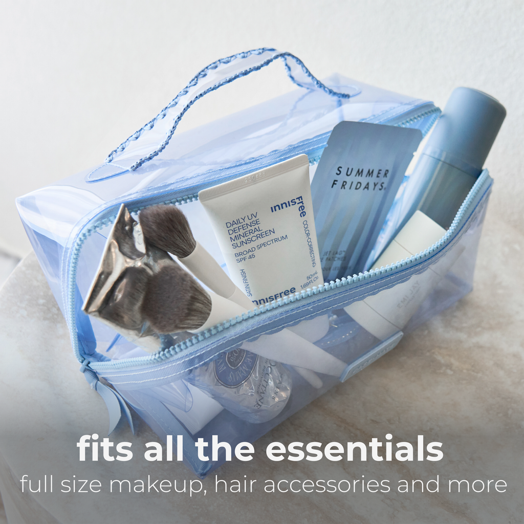 Jelly Cosmetic Bag – Carolina Blue Lay-Flat Makeup Bag