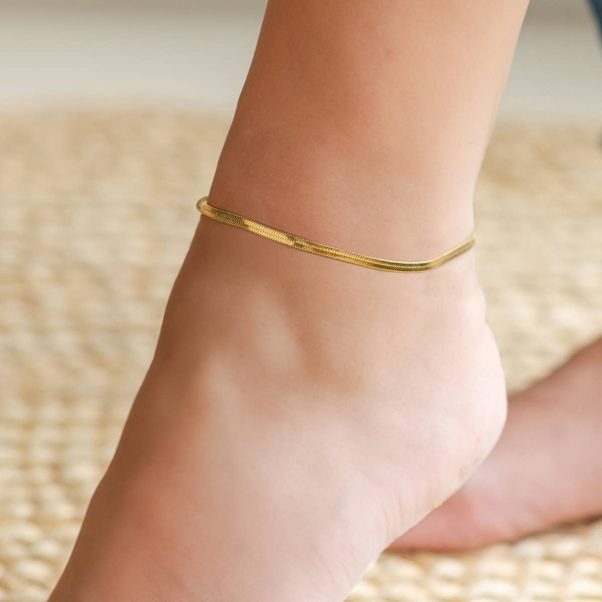 Snake Chain Anklet, Water Resistant
